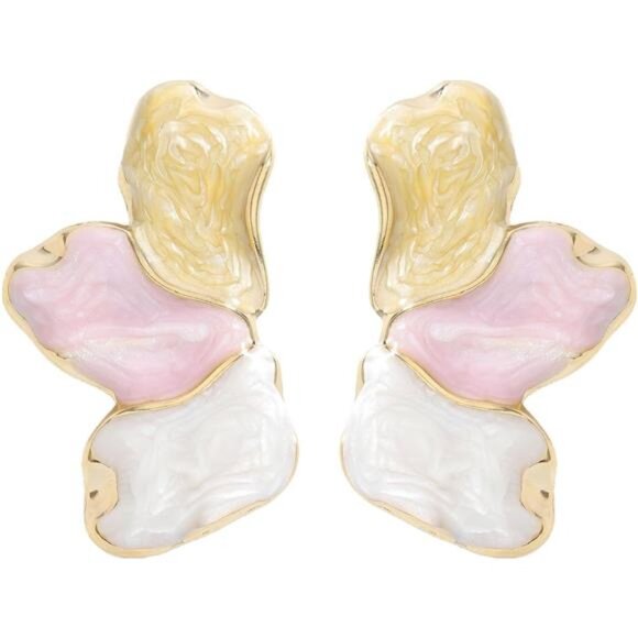 Colorful Flower Earrings – Large Floral Statement Design - Picture 1 of 6